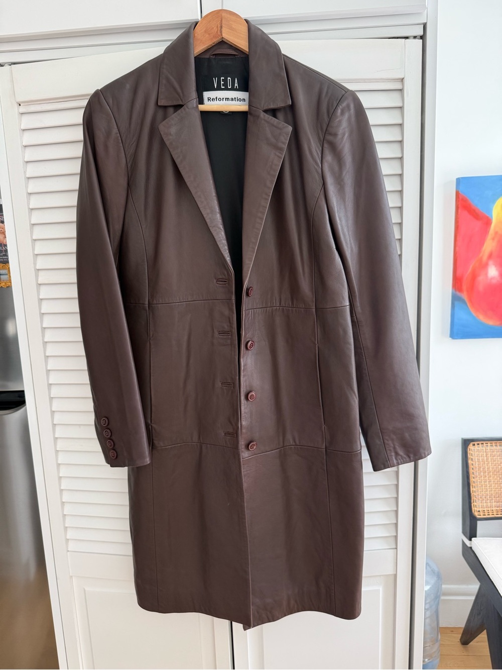 Reformation Dark Brown Leather Trench Coat